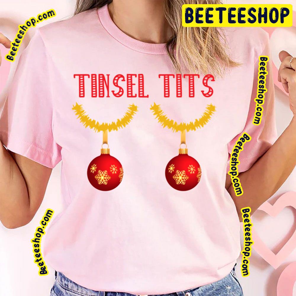 Tinsel Tits Funny Christmas Vintage Retro Trending Unisex T-Shirt