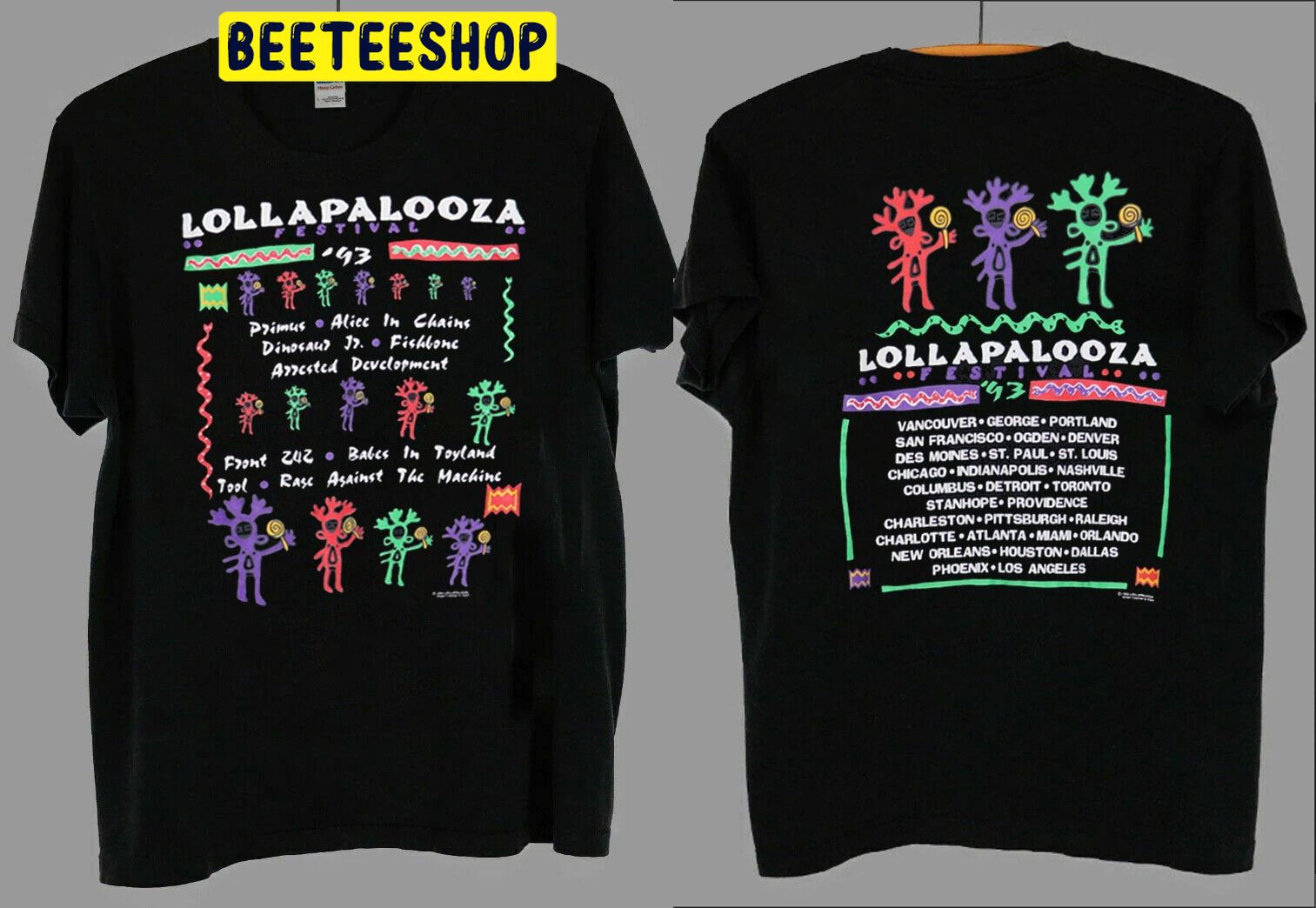 Vintage 1993 Lollapalooza Tour Concert Double Side Trending Unisex Shirt