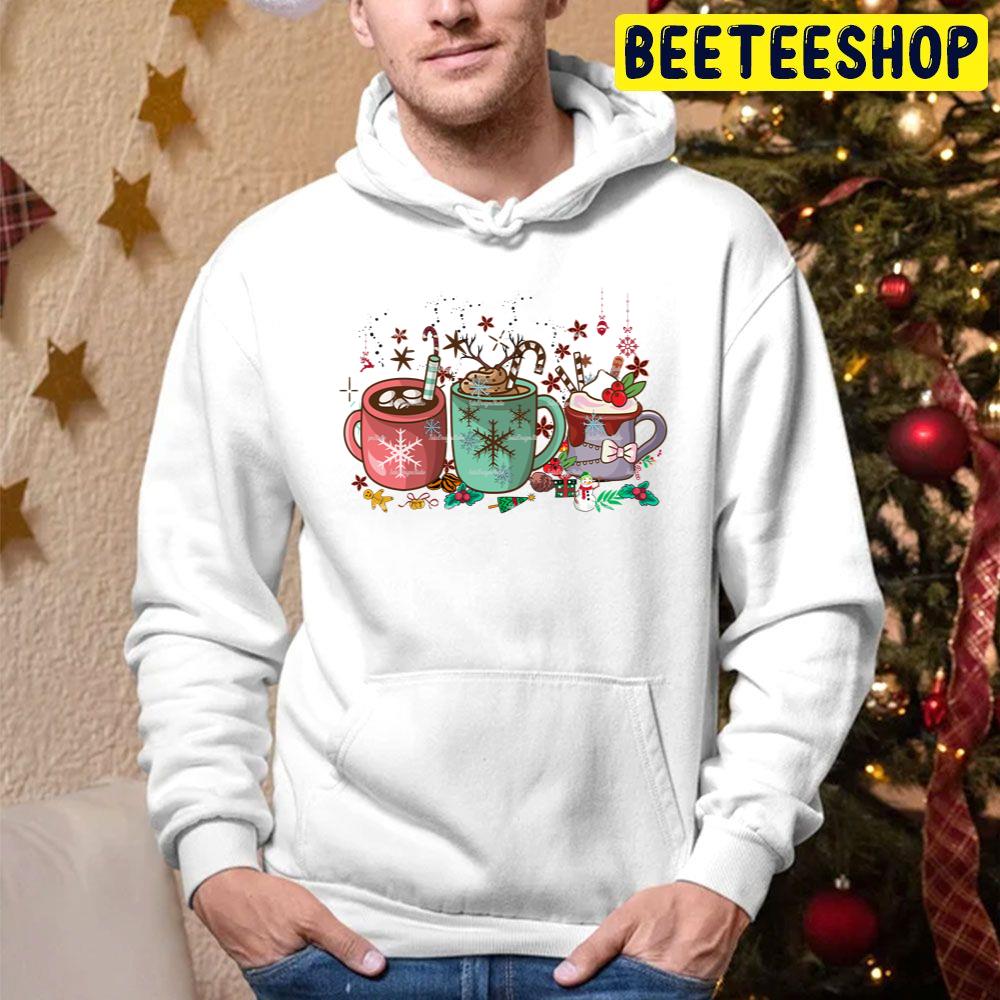 Vintage Christmas Coffee Latte Iced Warm Cozy Winter Iced World Trending Unisex Hoodie