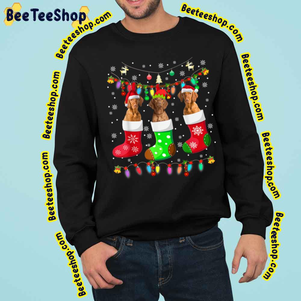 Vizsla Dogs In Christmas Socks Lover And Happy New Year Trending Unisex Sweatshirt