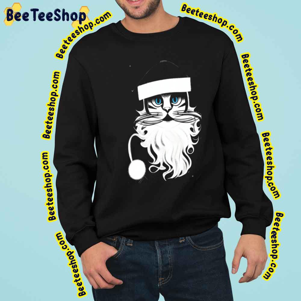 White And Black Art Cats Santa Clause Vintage Trending Unisex Sweatshirt