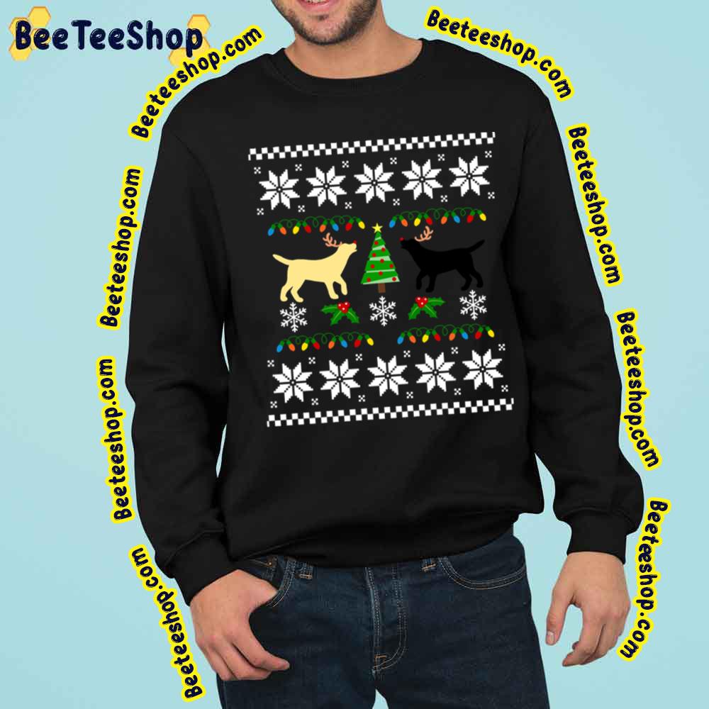 Yellow And Black Labrador Christmas Funny Art Trending Unisex Sweatshirt