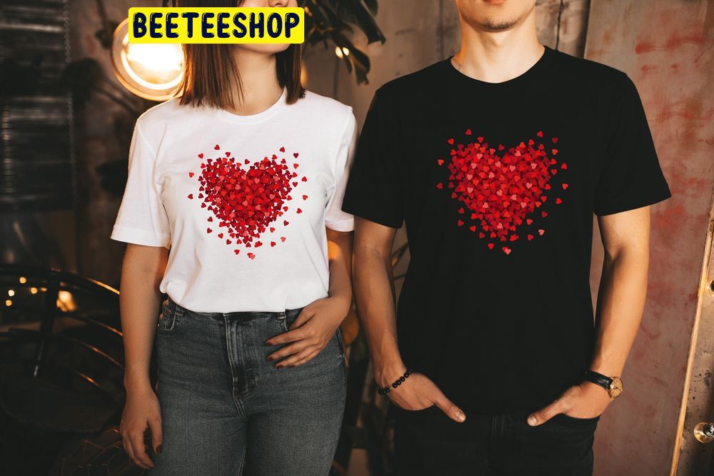 3d Heart Couple Valentines Trending Unisex Shirt