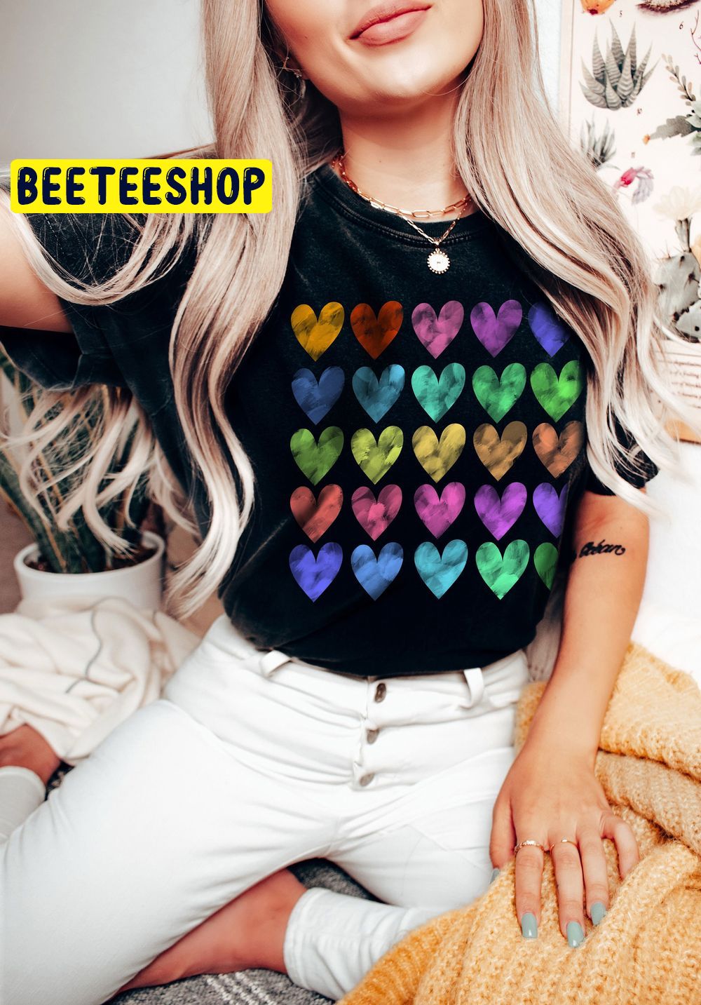 Artsy Watercolor Hearts Valentine’s Trending Unisex Shirt