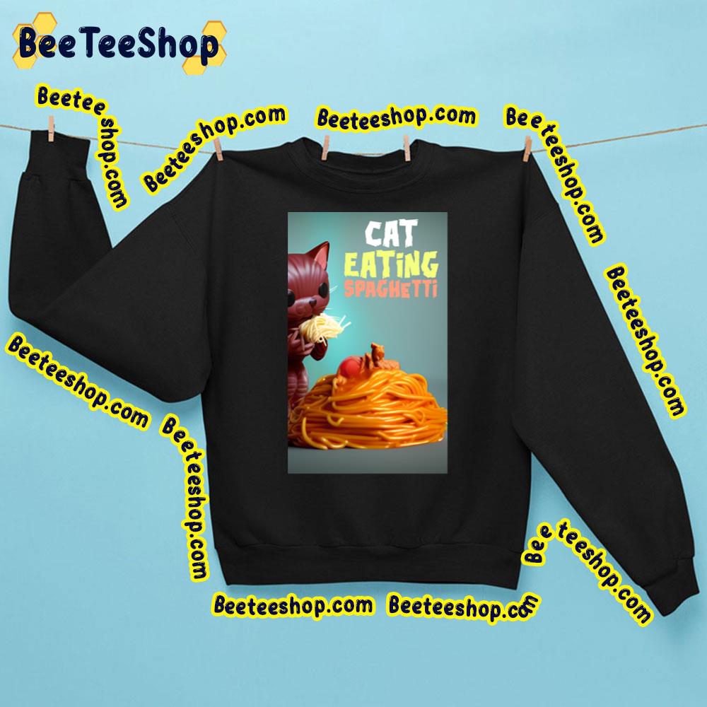 Cat Eating Spaghetti Long Trending Unisex Sweatshirt