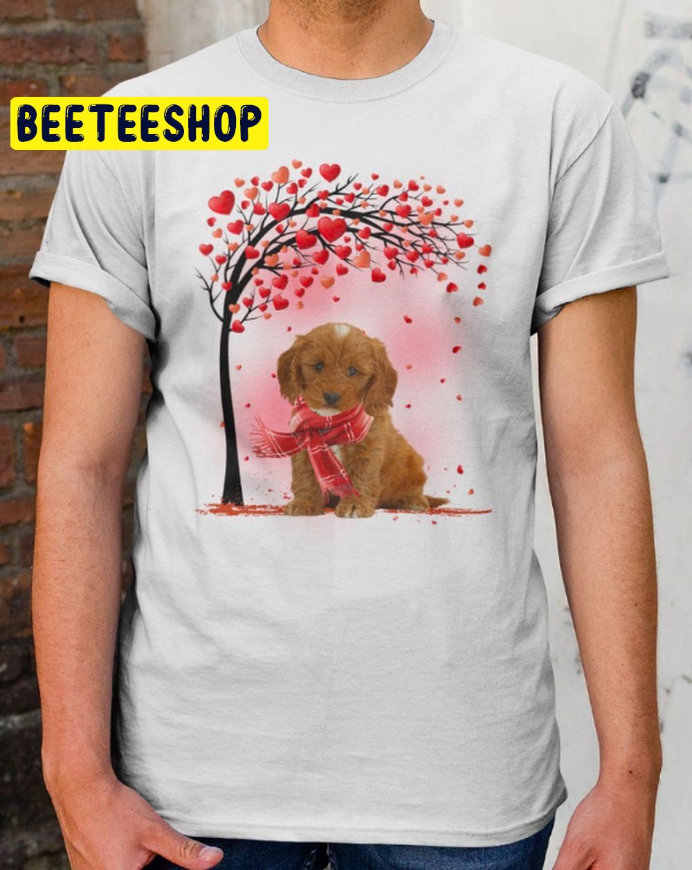 Cockapoo Red Scarf Valentine Tree Dog Trending Unisex Shirt