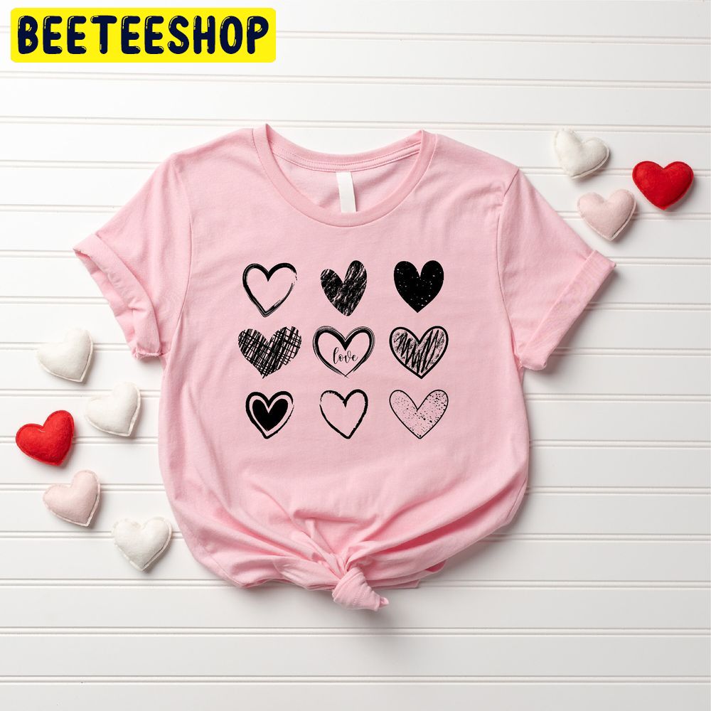 Cute Black Hearts Valentines Day Trending Unisex Shirt