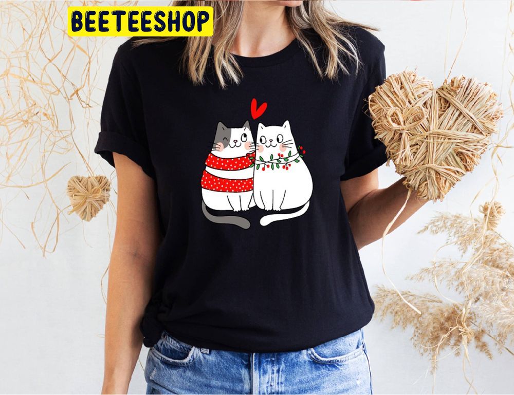 Cute Valentine Cats Trending Unisex Shirt