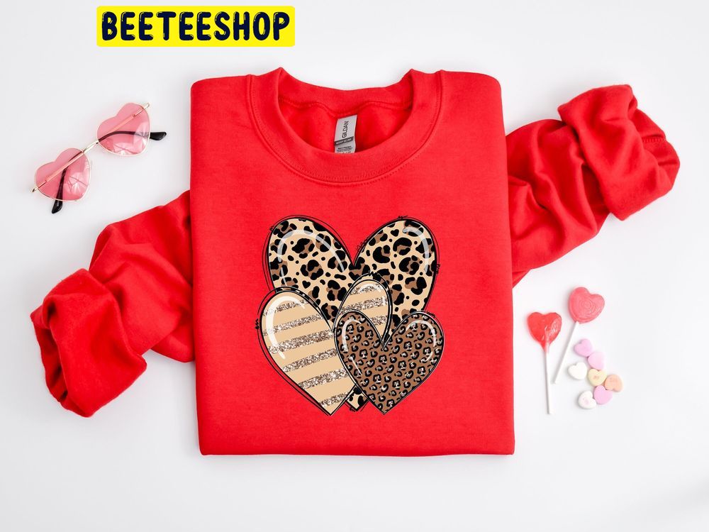 Leopard Heart Doodles Valentines Day Trending Unisex Shirt