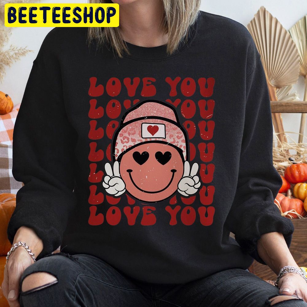 Love You Smiley Face Retro Valentine Trending Unisex Shirt