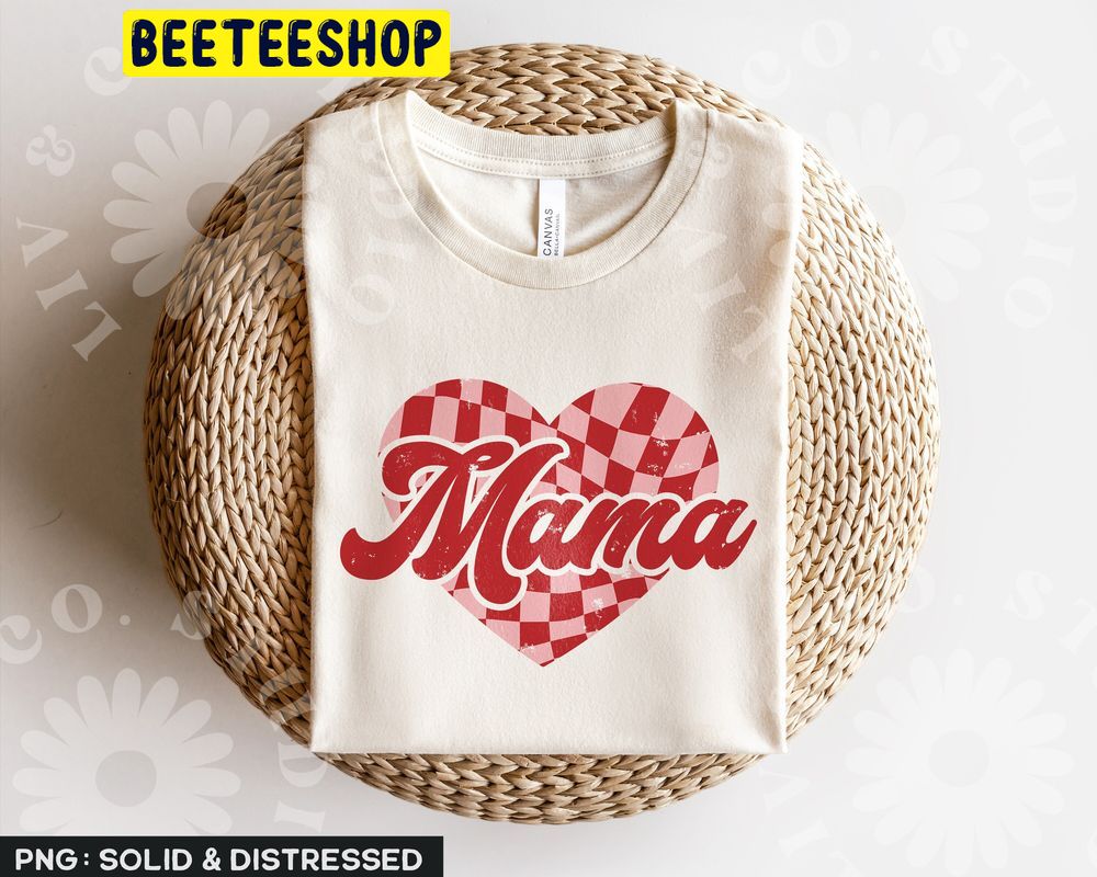 Mama Checkered Heart Valentine Trending Unisex Shirt