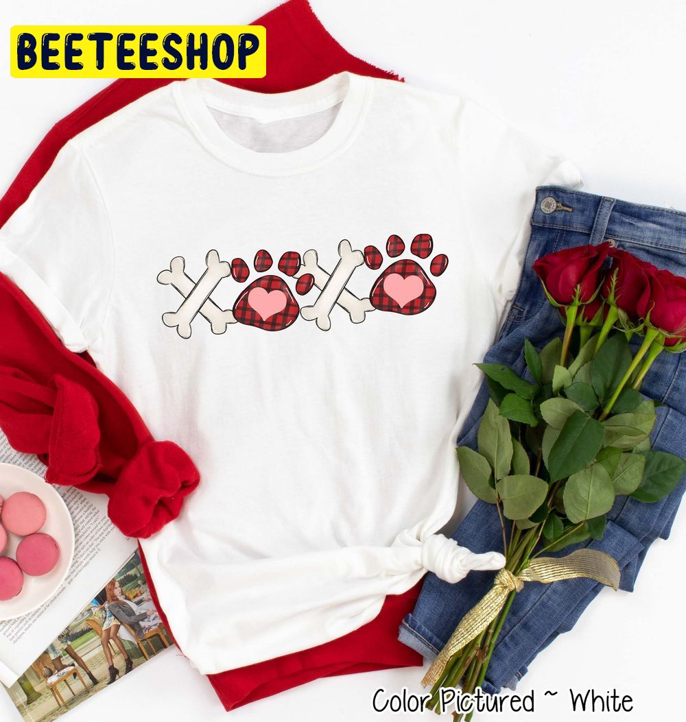 Paw Print & Bones Valentines Day Trending Unisex Shirt