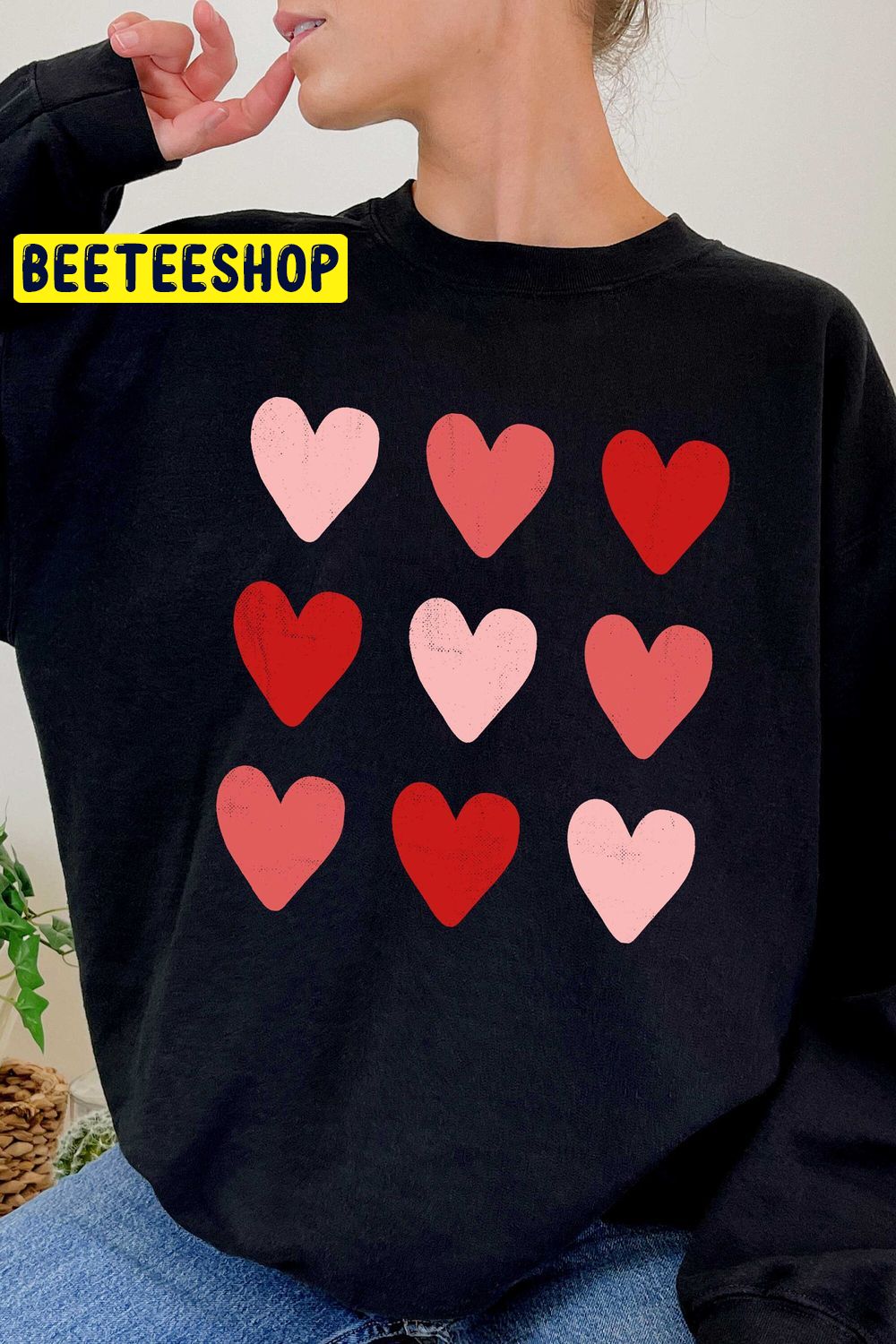 Pink Red Hearts Valentine Trending Unisex Shirt