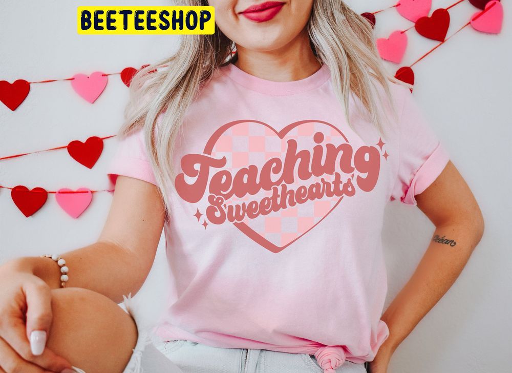 Retro Checkered Heart Teaching Valentine’s Day Trending Unisex Shirt