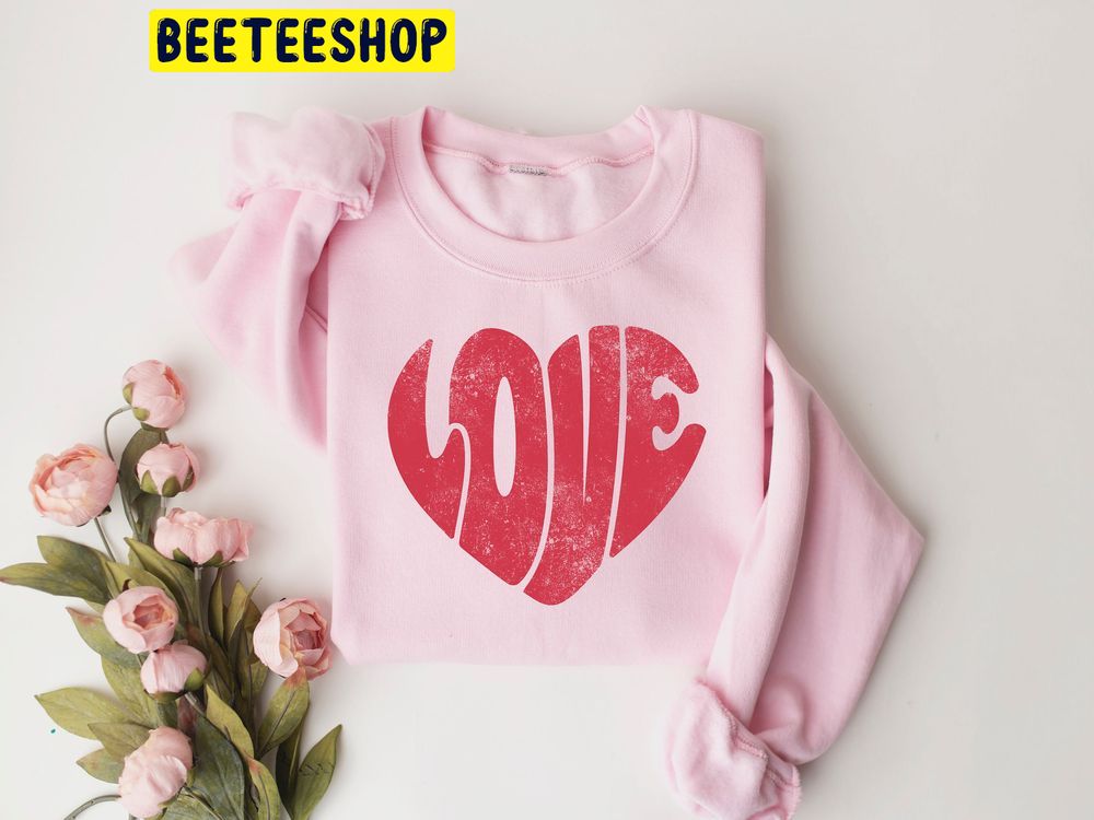 Retro Love Heart Valentines Day Trending Unisex Shirt