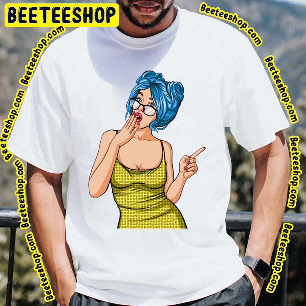 Blue Hair Pop Art Girls Trending Unisex T-Shirt