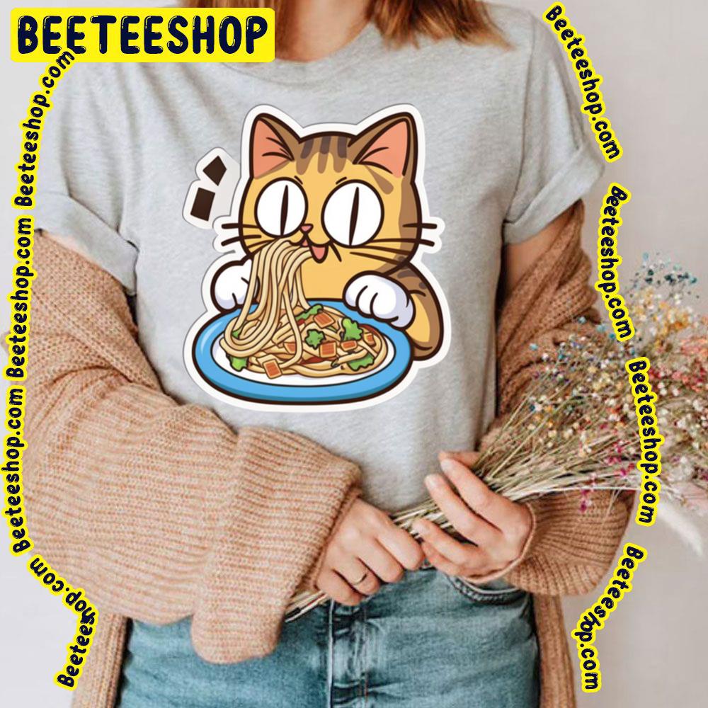 Cute Cat Eating Ramen Trending Unisex T Shirt Beeteeshop 5499