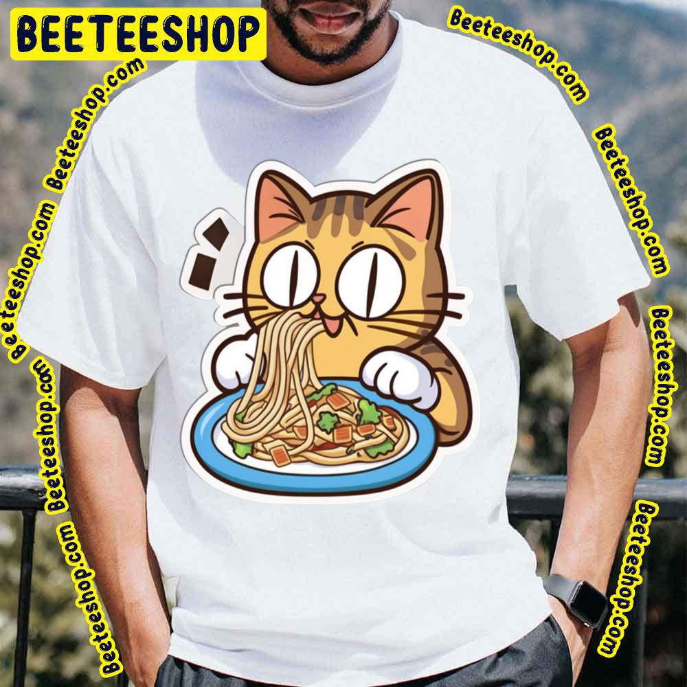 Cute Cat Eating Ramen Trending Unisex T-Shirt