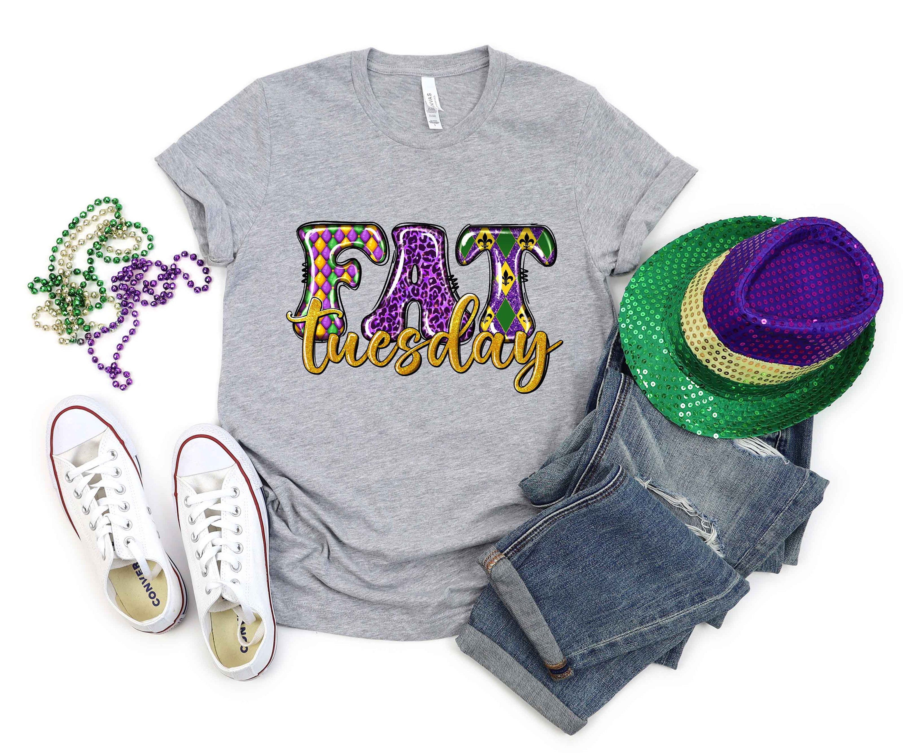 BridesmaidStore Fat Tuesday Shirt, Flower de Luce Shirt, Louisiana Shirt, Mardi Gras Rainbow Shirt,mardi Gras Shirt, Saints Shirt, Saints New Orleans Shirt