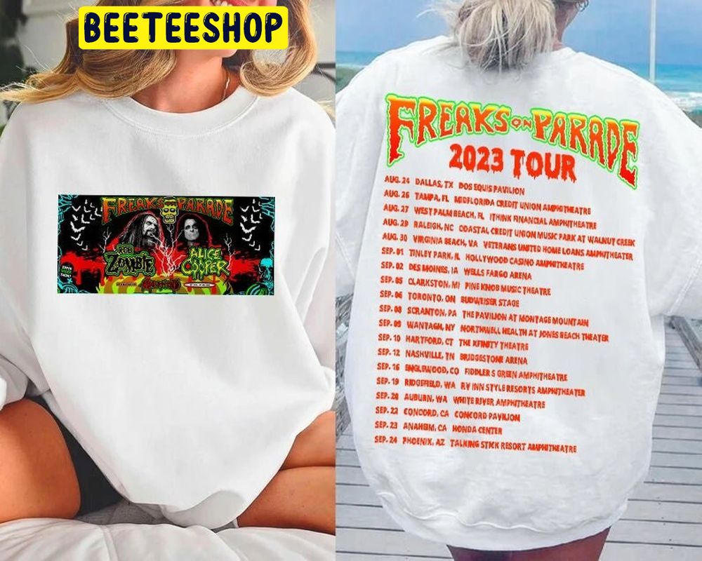 Freaks On Parade Tour 2023 Rob Zombie Double Side Trending Unisex