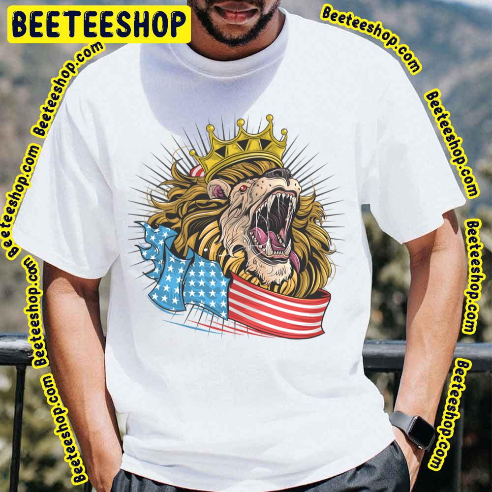 King Lion Of America With Usa Flag Trending Unisex T-Shirt