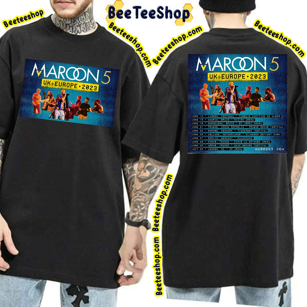 London Maroon 5 Uk Europe 2023 Tour Dates Double Side Trending Unisex T-Shirt