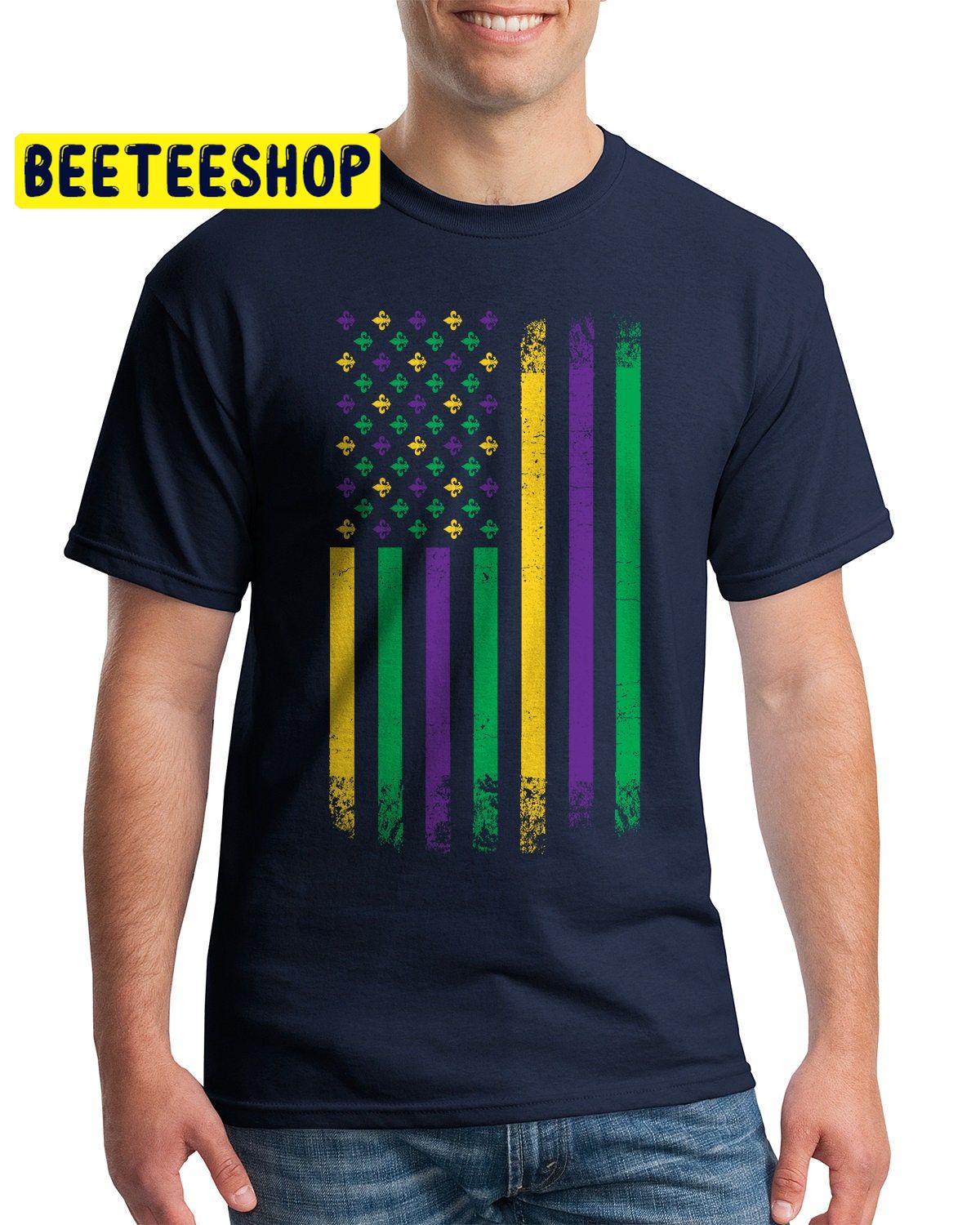 Mardi Gras American Flag Trending Unisex Shirt