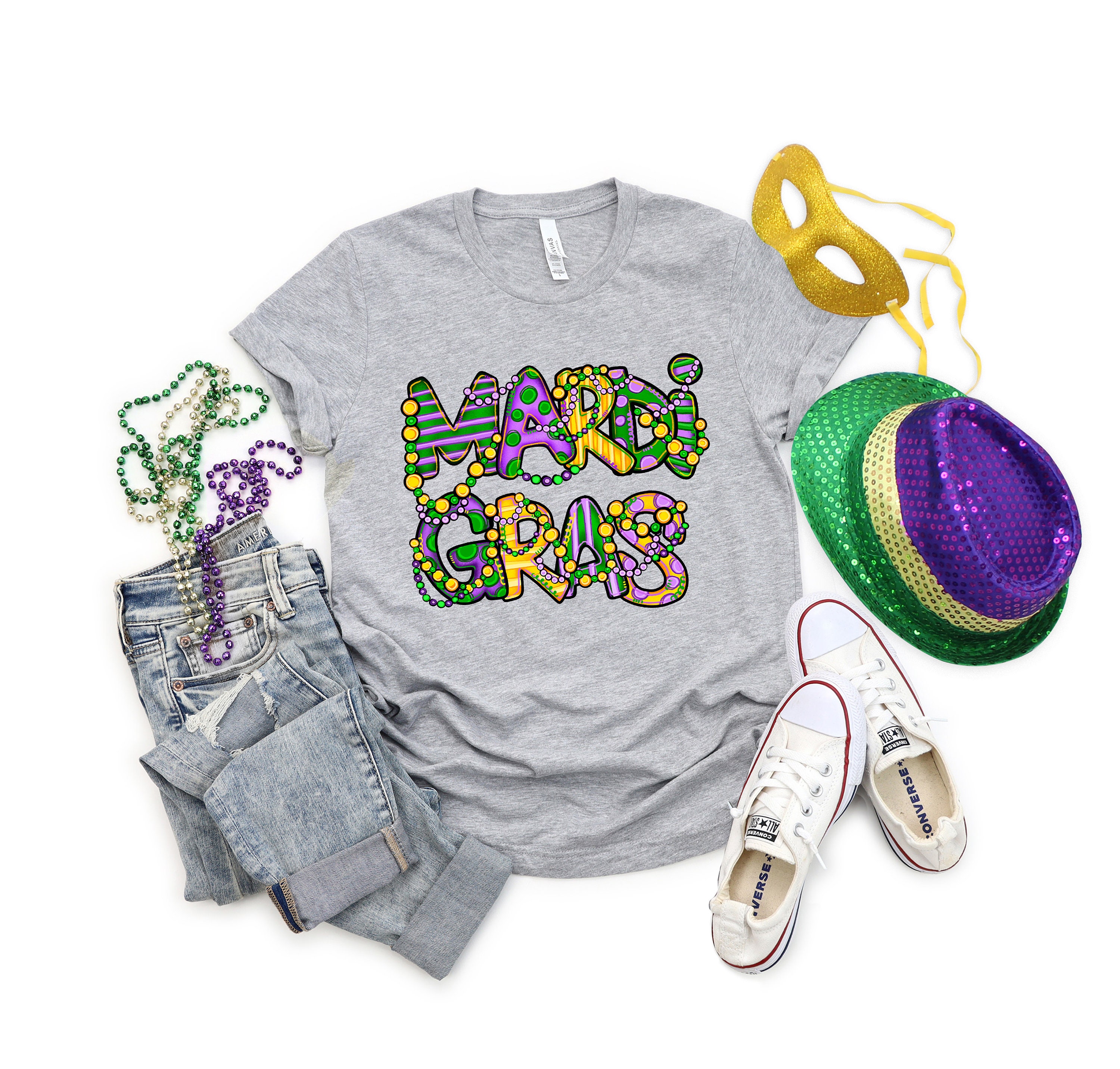 Mardi Gras Bead Retro Vintage Trending Unisex Shirt