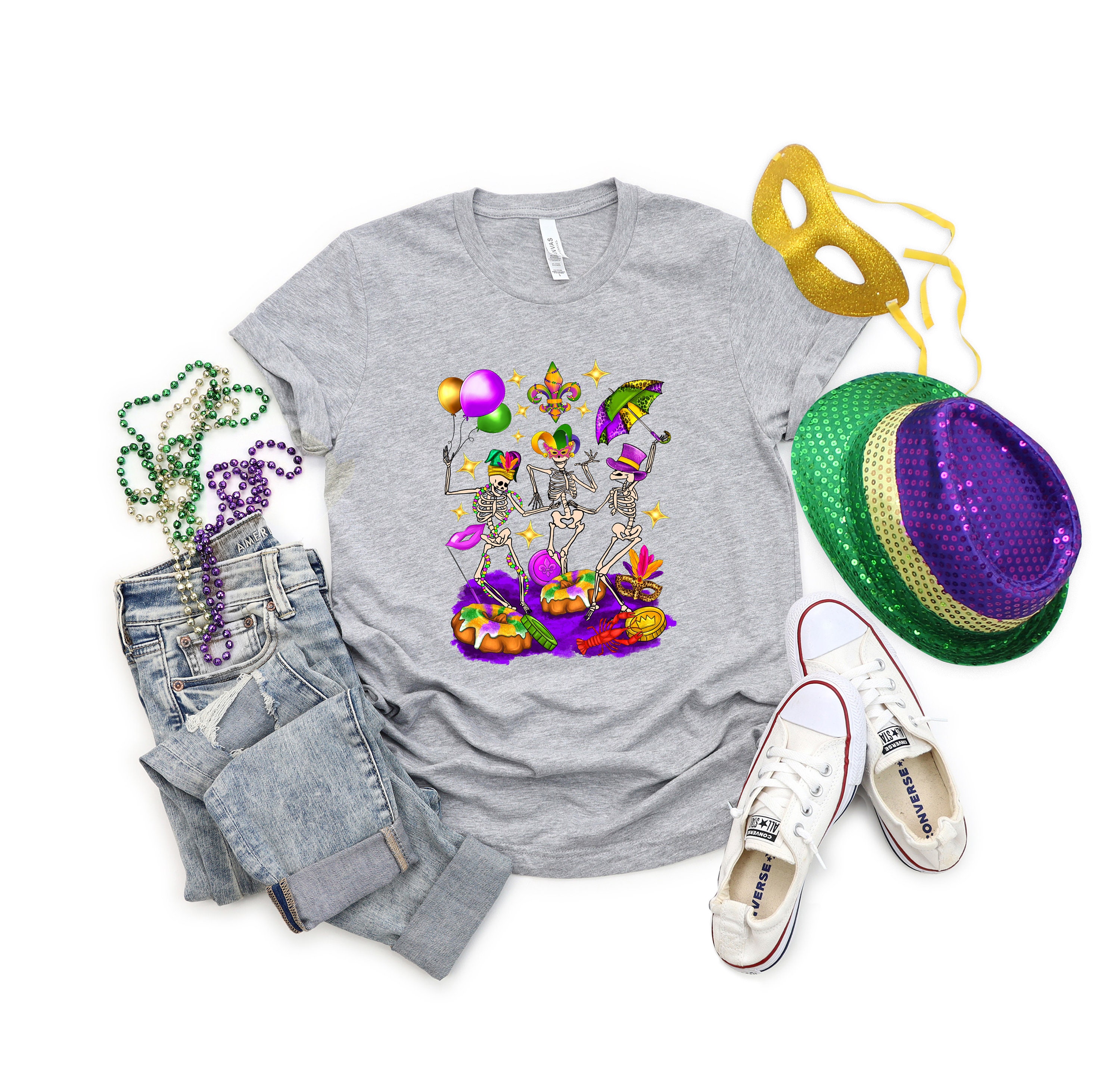 Mardi Gras Skeleton Trending Unisex Shirt