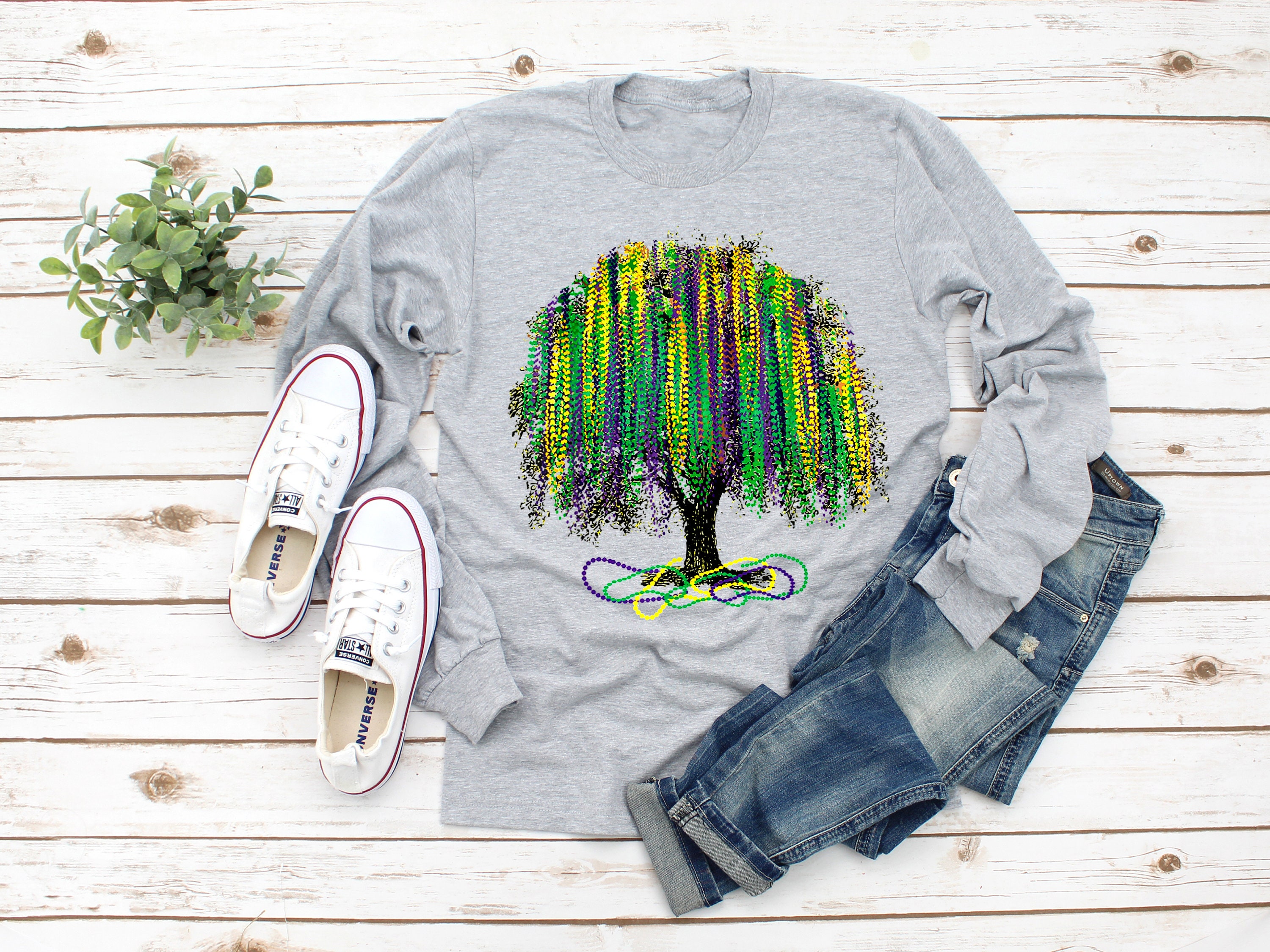 Mardi Gras Tree Watercolor Trending Unisex Shirt