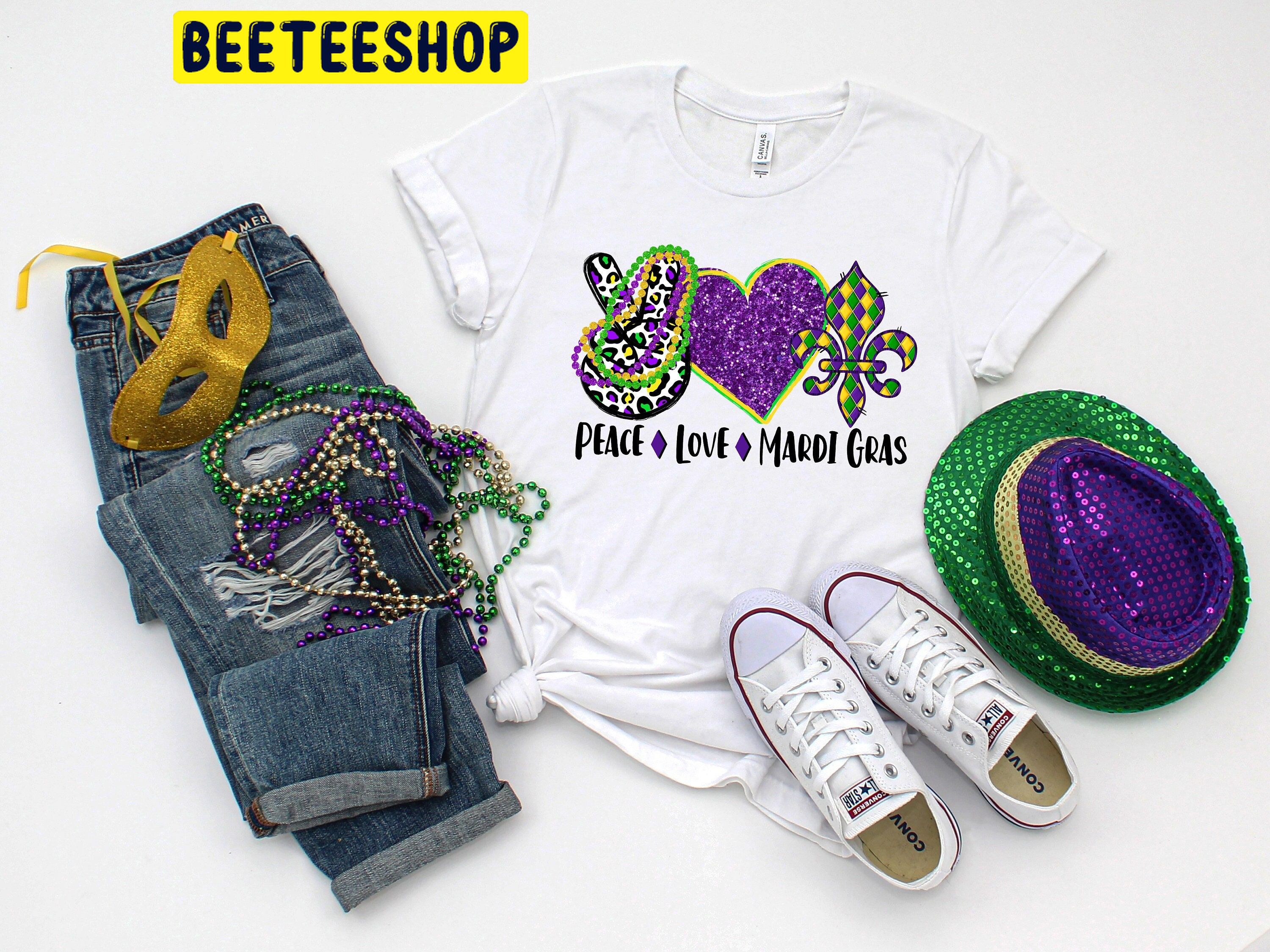 Peace Love Mardi Gras Trending Unisex Shirt