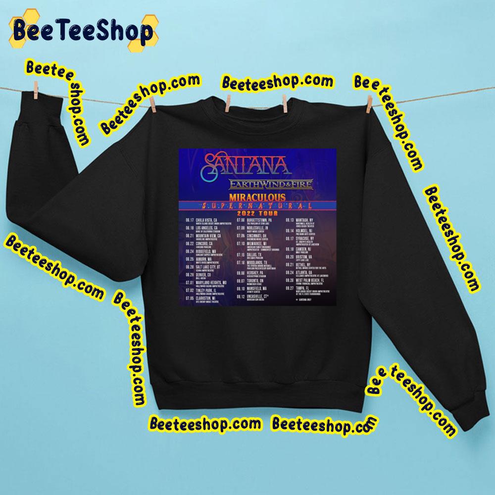 Santana Earth, Wind & Fire Miraculous Super Natural 2022 Tour Trending Unisex Sweatshirt