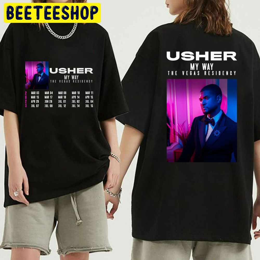 Usher My Way The Vegas Residency Tour 2023 Double Side Trending Unisex T-Shirt