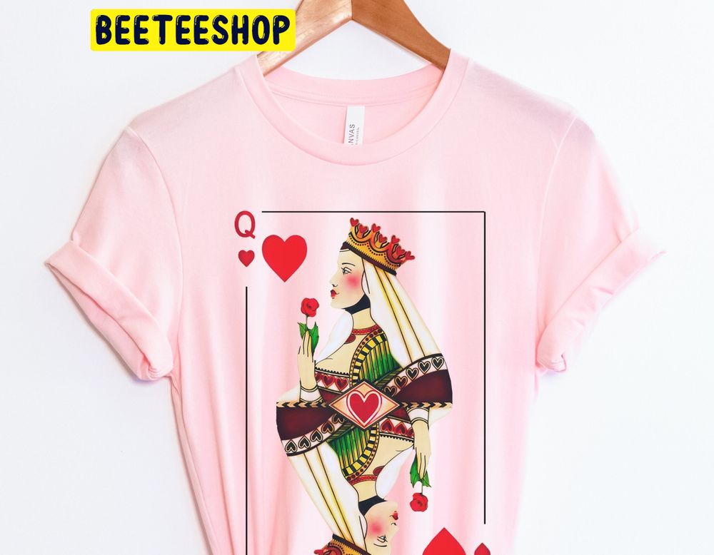 Vintage Queen Of Hearts Graphic Trending Unisex Shirt