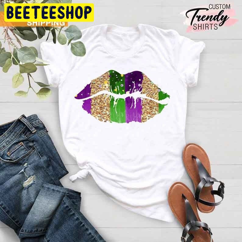 Womens Mardi Gras Lips Trending Unisex Shirt