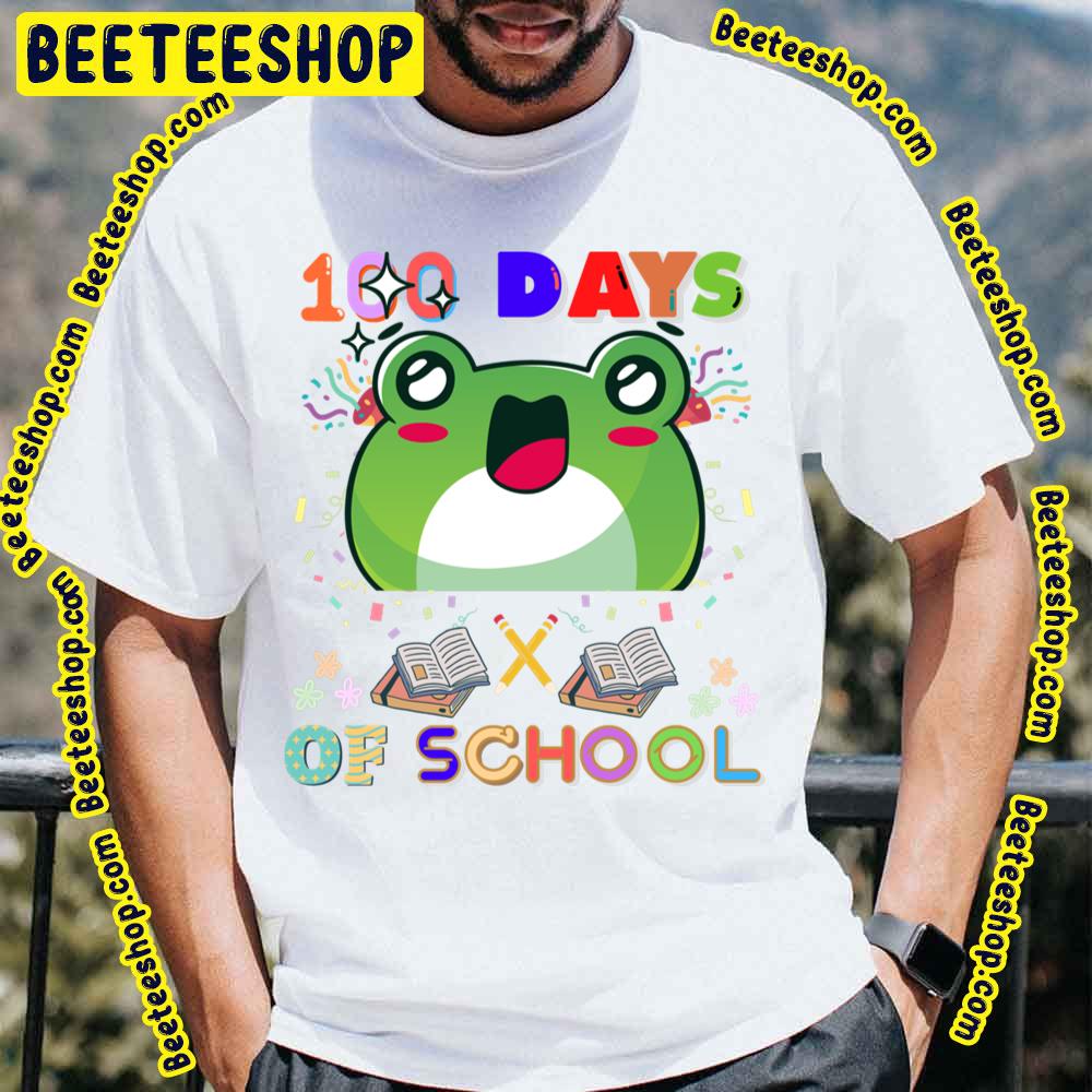 100 Days Of School Chibi Green Frog Trending Unisex T-Shirt