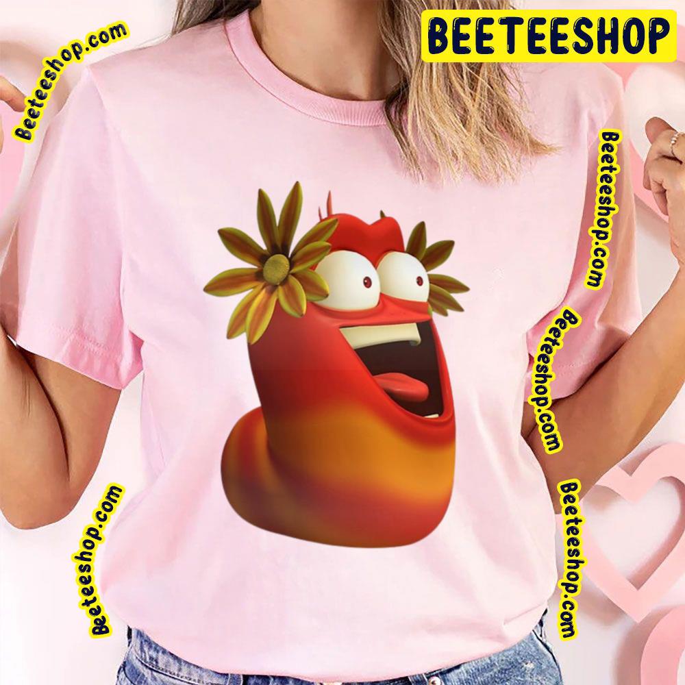 Flower And Red Larva Cartoon Trending Unisex T-Shirt