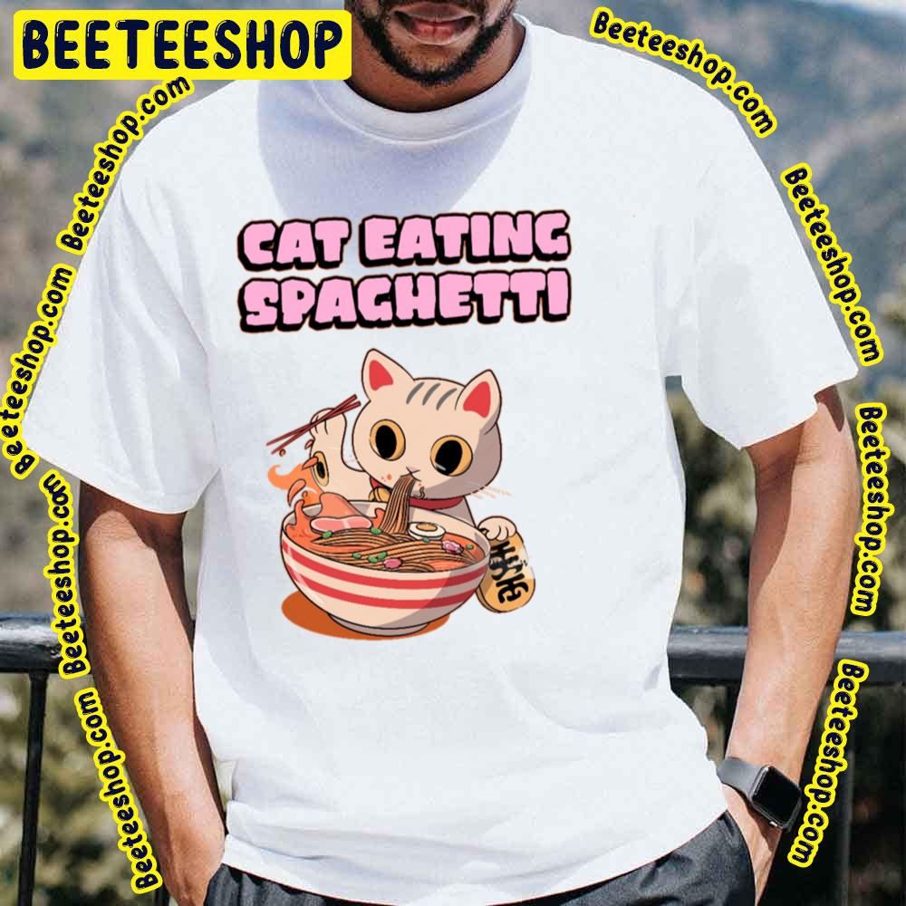 Japan Cat Eating Spaghetti Trending Unisex T-Shirt