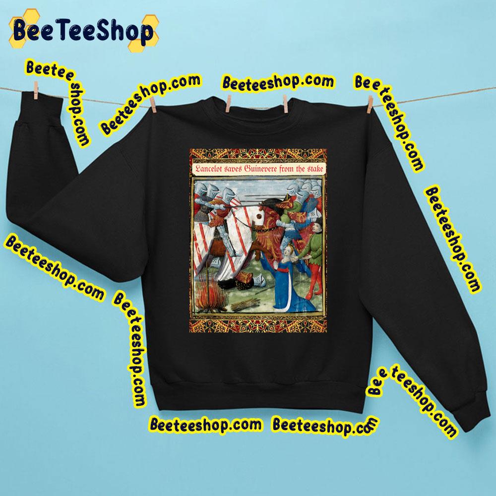 Lancelot Saves Guinevere From The Stake Arthurian Legends Medieval Miniature Trending Unisex Sweatshirt