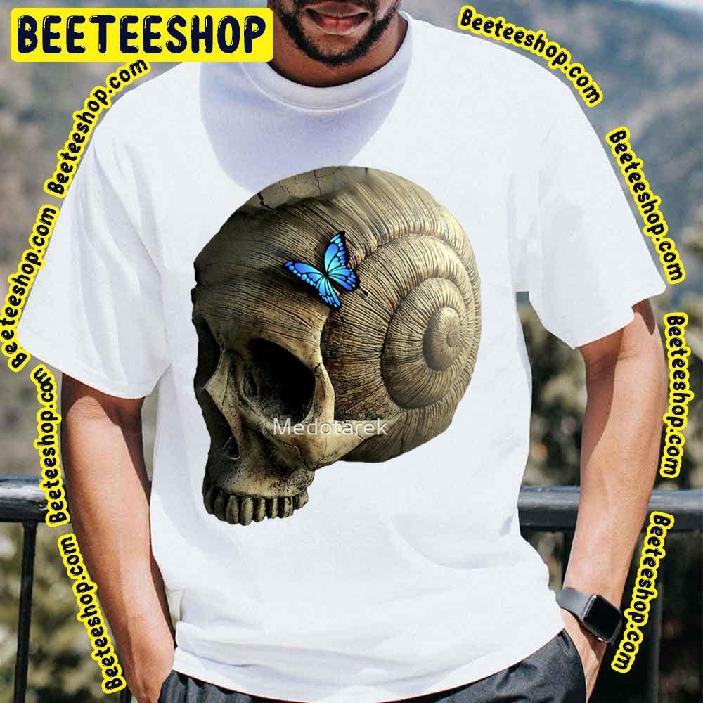 Old Skull Snail Ghost With Small Baterfly Trending Unisex T-Shirt