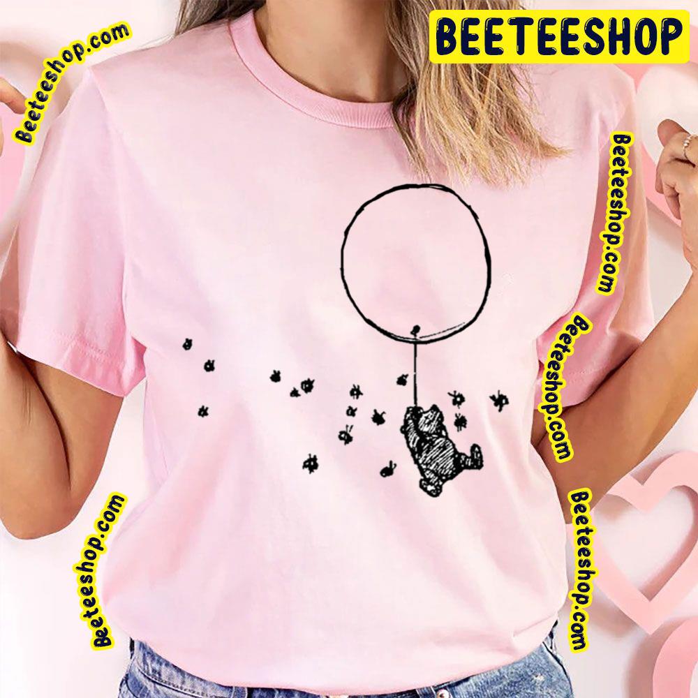 Pooh Bear Flying With Balloon And Bees Trending Unisex T-Shirt