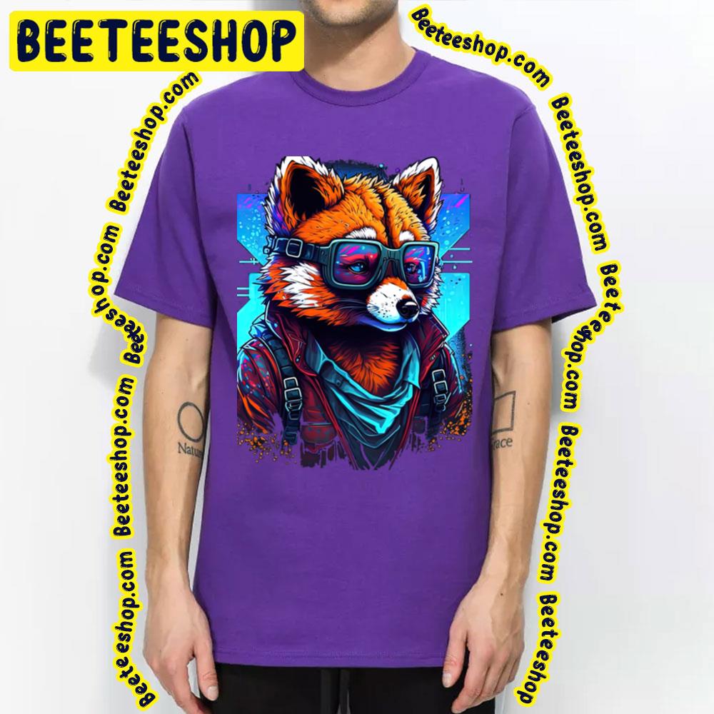 Retrowave Malinois Red Panda With Glasses Trending Unisex T-Shirt