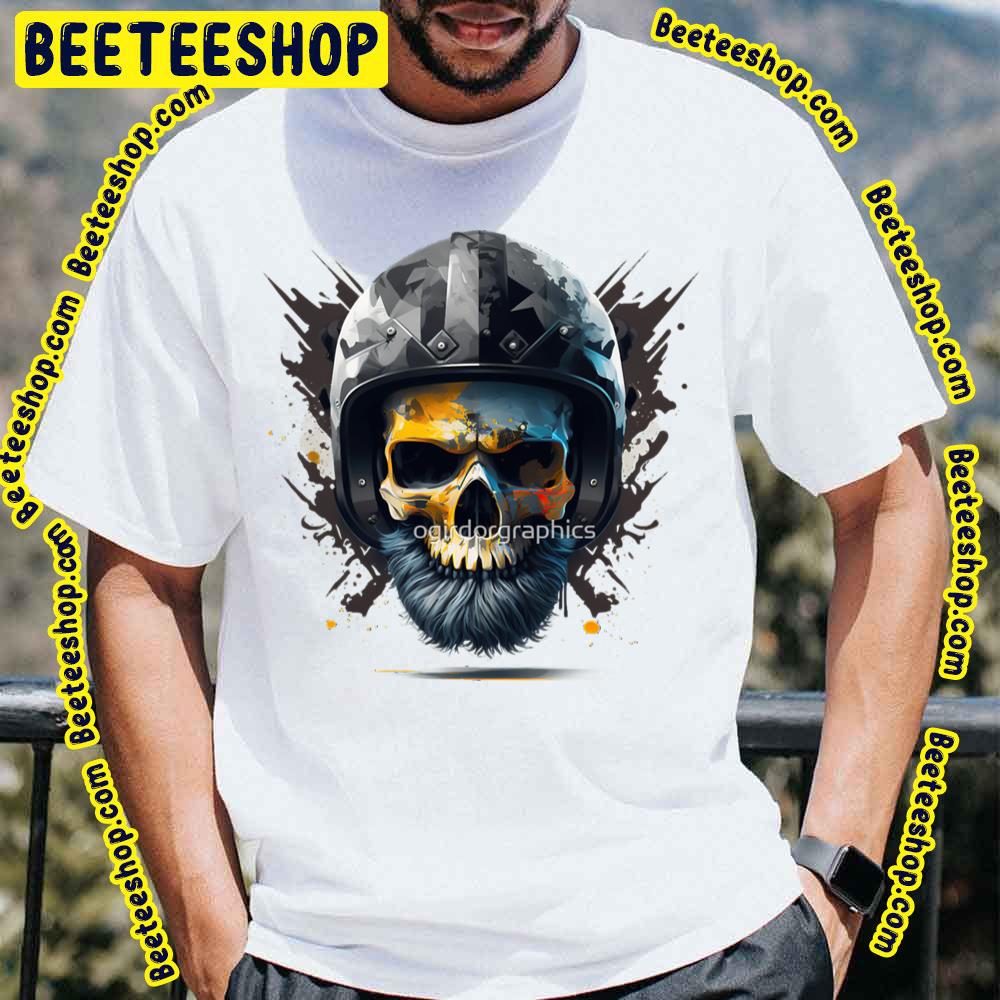 Skull Beard Dark Mechanic Piston Car Motorcycle Color Art Trending Unisex T-Shirt