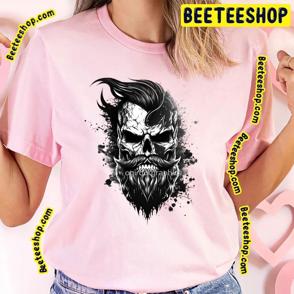 Skull With Beard Splash Art Trending Unisex T-Shirt