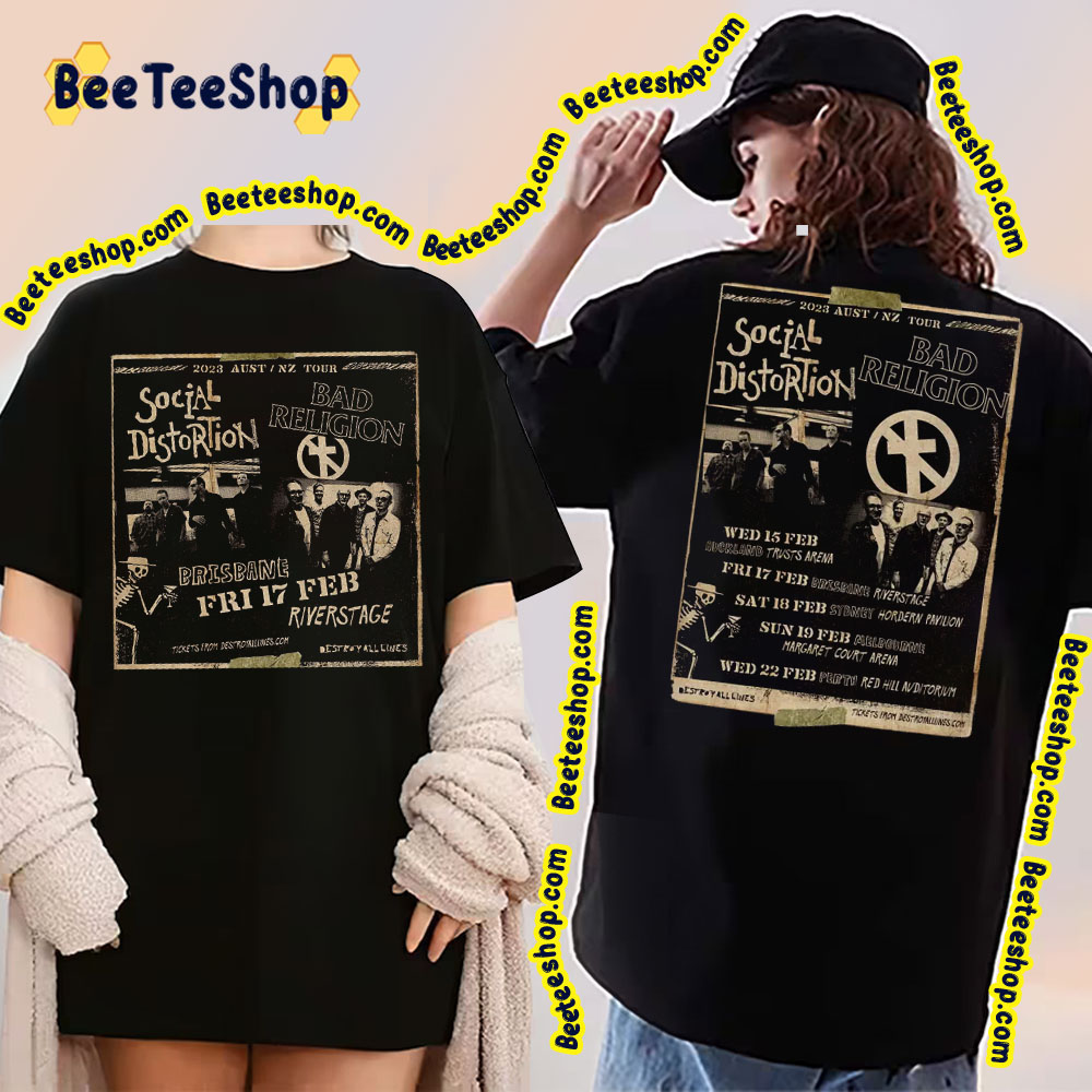 2023 Aust Nz Tour Social Distortion Bad Religion Double Side Double Side Trending Unisex Shirt