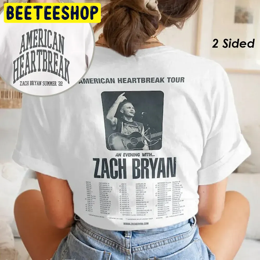 American Heartbreak Tour Zach Bryan 90s Double Side Trending Unisex Shirt