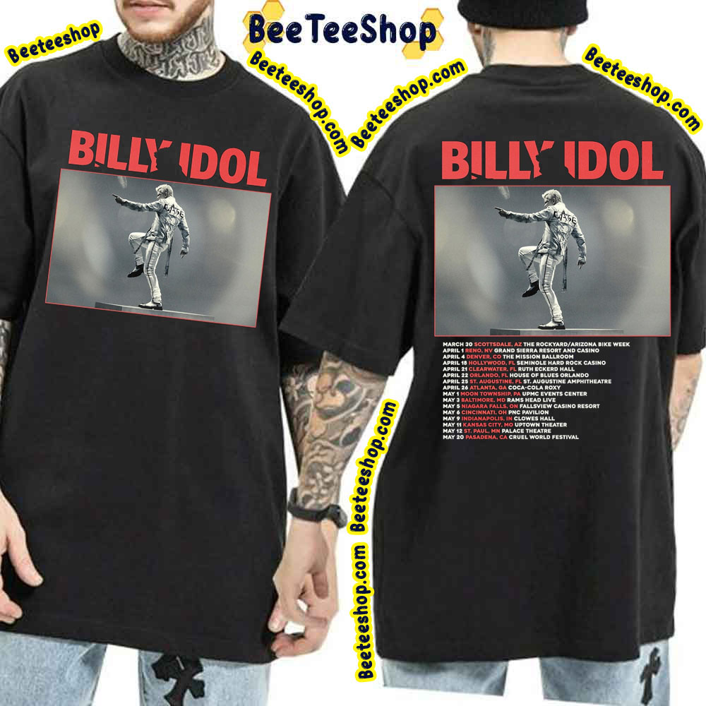 Billy Idol Tour Dates Double Side Trending Unisex Shirt