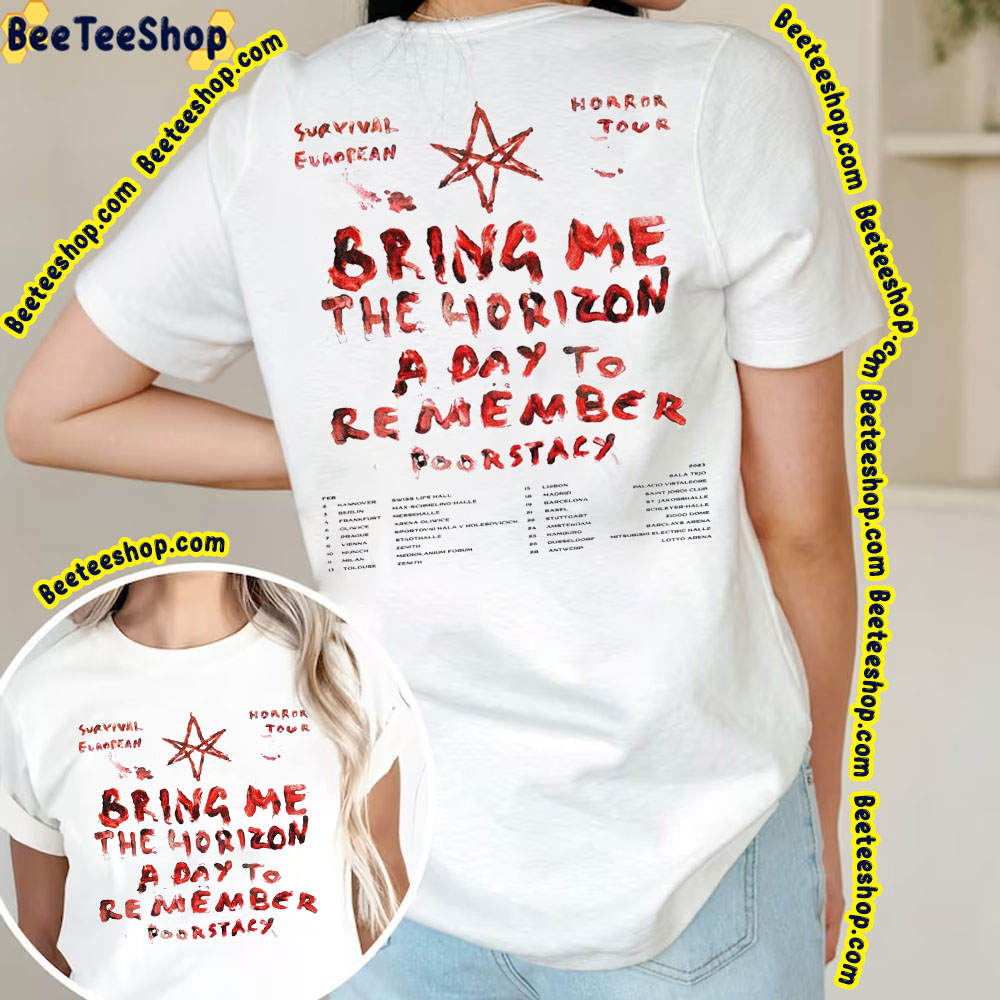 Bring Me The Horizon A Day To Remember Poorstacy Horror Tour 2023 Double Side Double Side Trending Unisex Shirt