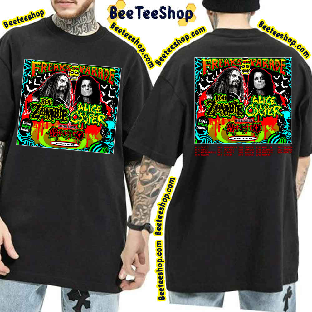 Freaks In Parade Rob Zombie Alice Cooper Tour Double Side Trending Unisex Shirt