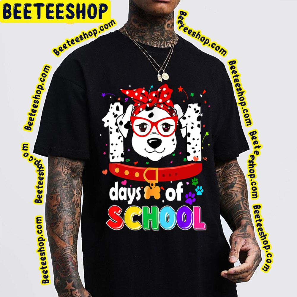 Funny School Kid Teacher Dog Dalmation 101 Days Of School Trending Unisex T-Shirt